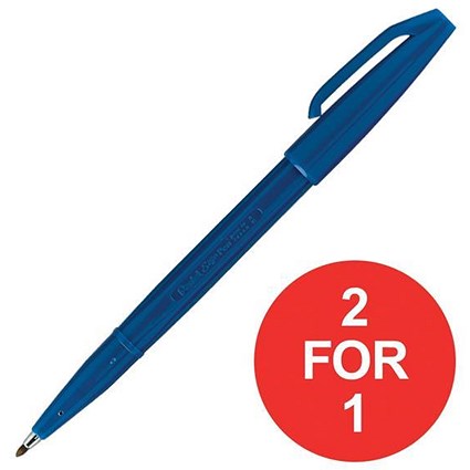 Pentel Sign Pen S520 Fibre Tipped Pen / 1mm Line / Blue / Pack of 12 / Buy One Get One FREE