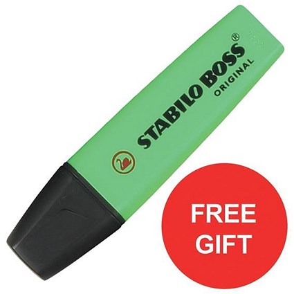 Stabilo Boss Highlighters / Green / Pack of 10 / Offer Includes FREE Assorted Highlighters