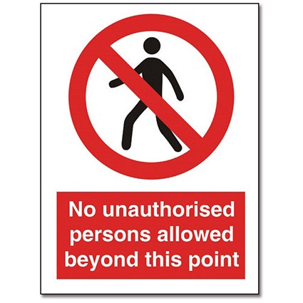 Stewart Superior Sign No Unauthorised Persons Allowed Sign W150xH200mm Self-adhesive Vinyl
