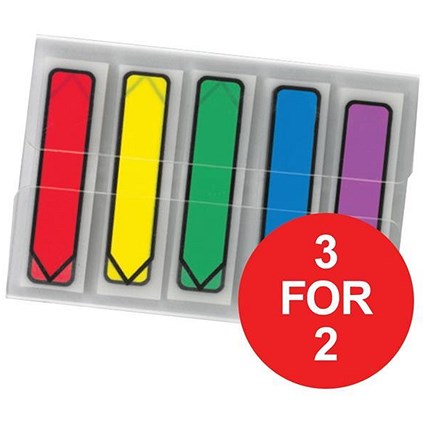 Post-it Index Arrows Portable Pack / Assorted Standard Colours / Pack of 100 / 3 for the Price of 2