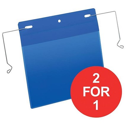Durable Pockets / Wire Hanger / A5 / Landscape / Blue / Pack of 50 / Buy One Get One FREE