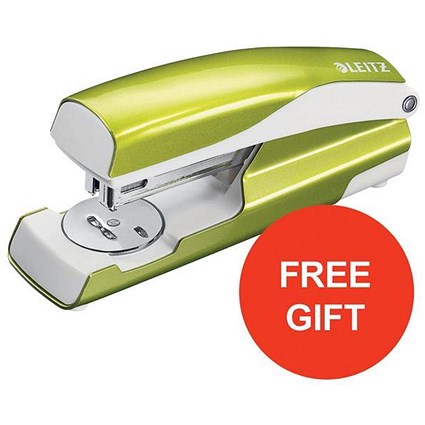 Leitz NeXXt WOW Stapler / 3mm / 30 Sheet Capacity / Green / Offer Includes FREE Green Duo Letter Tray