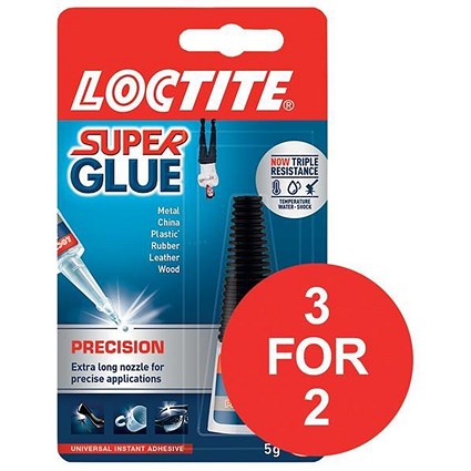 Loctite Super Glue / Precision Bottle with Extra-long Nozzle / 5g / 3 for the price of 2