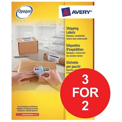 Avery BlockOut Laser Addressing Labels / 6 per Sheet / 99.1x93.1mm / Opaque / L7166-100 / 600 Labels / 3 for the Price of 2