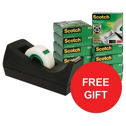 Scotch Magic Tape Value Pack / 19mmx33m / 12 Rolls with a FREE Dispenser
