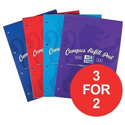 Campus Laminated Card Cover Headbound Refill Pad / A4 / 120 Pages / Pack of 5 / 3 for the Price of 2