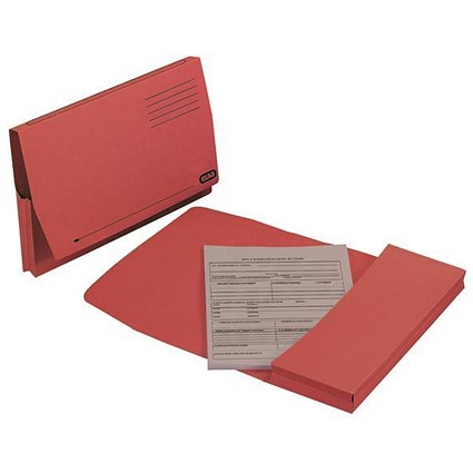 Elba Document Wallets Full Flap, 285gsm, Foolscap, Red, Pack of 50