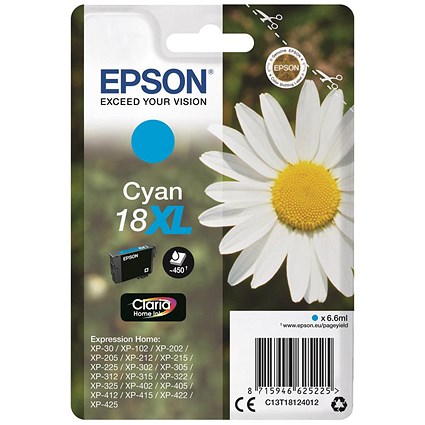 Epson 18XL Home Ink Cartridge Claria High Yield Daisy Cyan C13T18124012