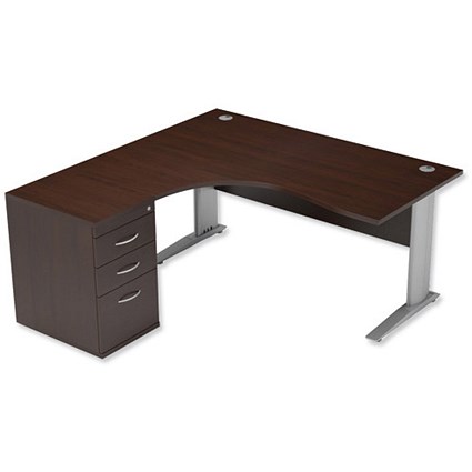Sonix Premier Radial Desk / Left Hand / With Pedestal / 1600mm wide / Dark Walnut