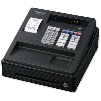 Sharp Cash Register 200 PLUs 7 Lines/sec Black Ref XE-A137BK