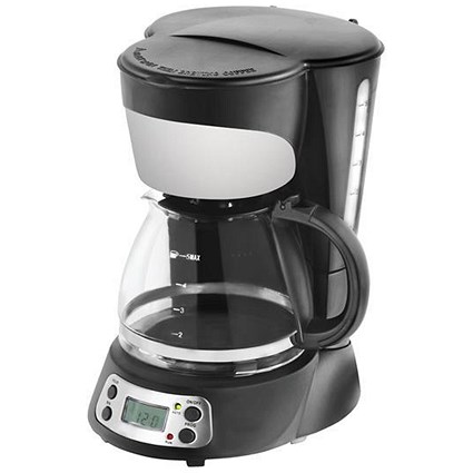 Filter Coffee Maker with Digital Display / 5 Cup Capacity / Black and Stainless Steel