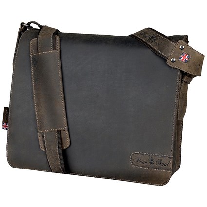 Pride and Soul Ben Shoulder Laptop Bag, Leather, Brown
