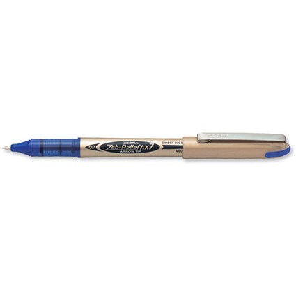 Zebra AX7 Rollerball Pen / Liquid Ink / Medium / Blue / Pack of 10