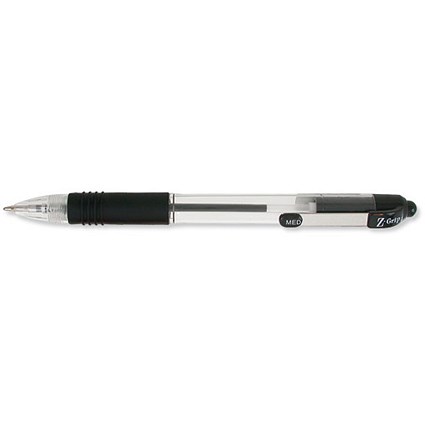 Zebra Z-Grip Medium Retractable Ball Pen / Metal Clip / Black / Pack of 12