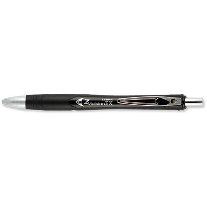 Zebra Z-Mulsion EX Emulsion Ink Pen / Retractable Medium / Black / Pack of 12