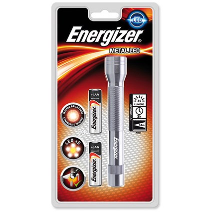 Energizer Metal LED Torch 2xAA Batteries FL1
