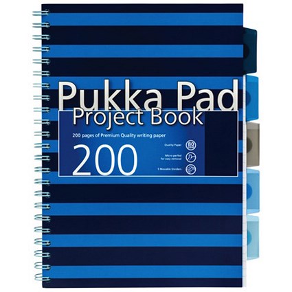 Pukka Pad Navy Project Book / A4 / 200 Pages / Blue / Pack of 3