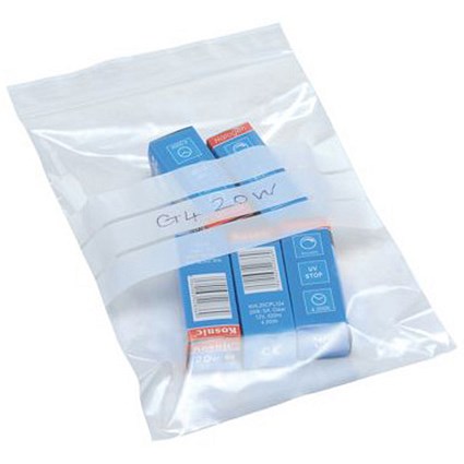 Grip Seal Polythene Bags / Write On / 40 Micron / 125x190mm / Pack of 1000