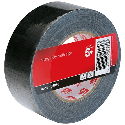 5 Star Heavy/Duty Cloth Tape Roll, 50mmx50m, Black