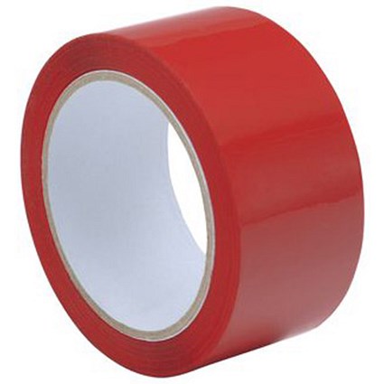 Polypropylene Tape, 50mmx66m, Red, Pack of 6