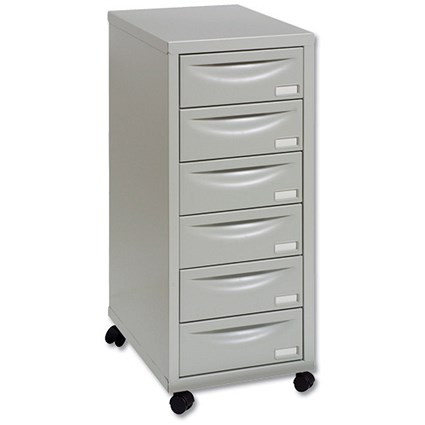 Pierre Henry Multi Drawer Storage Cabinet Steel 6 Drawers W300xD390xH710mm Grey Ref 95362