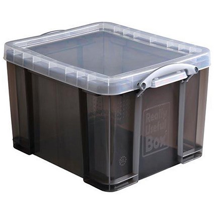 Really Useful Storage Box - Clear Smoke Plastic - 35 Litre