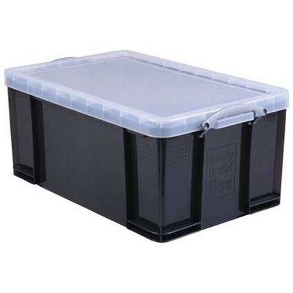 Really Useful Storage Box - Clear Smoke Plastic - 64 Litre
