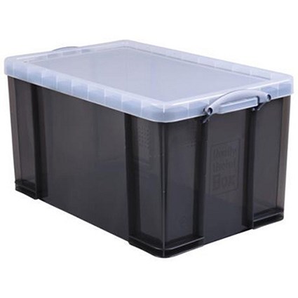 Really Useful Storage Box - Clear Smoke Plastic - 84 Litre