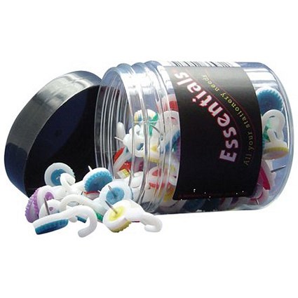 Hook Push Pins / Assorted Colours / Tub of 100