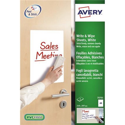 Avery Write and Wipe / A4 Sheets / 70701 / 4 Sheets