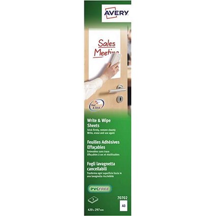 Avery Write and Wipe / A3 Sheets / 70702 / 3 Sheets