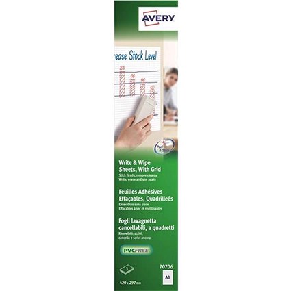 Avery Write and Wipe / Square Format A3 Sheets / 70706 / 3 Sheets