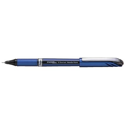 Pentel EnerGel Plus Rollerball Pen / Fine / 0.5mm Tip / 0.25mm Line / Blue / Pack of 12