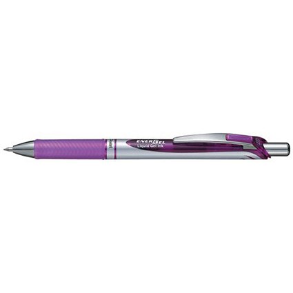 Pentel EnerGel XM Retractable Rollerball Pen / 0.7mm Tip / 0.35mm Line / Violet / Pack of 12