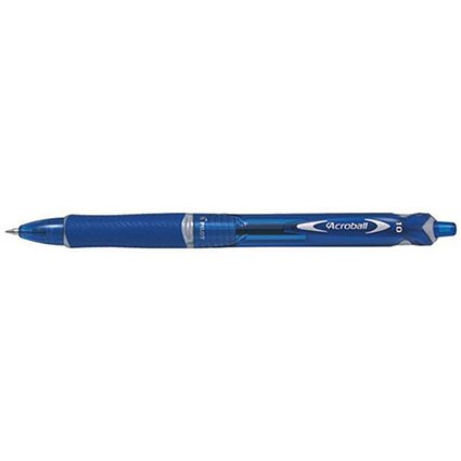 Pilot Acroball Retractable Ballpoint Pen / Medium / 1.0mm Tip / 0.32mm Line / Blue / Pack of 10