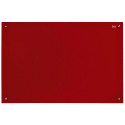 Nobo Glass Magnetic Drywipe Board with Pen Tray / 1200x1800mm / Red