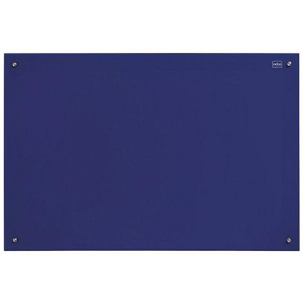 Nobo Glass Magnetic Drywipe Board with Pen Tray / 600x900mm / Blue