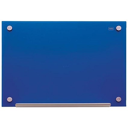 Nobo Glass Magnetic Drywipe Board with Pen Tray / 900x1200mm / Blue