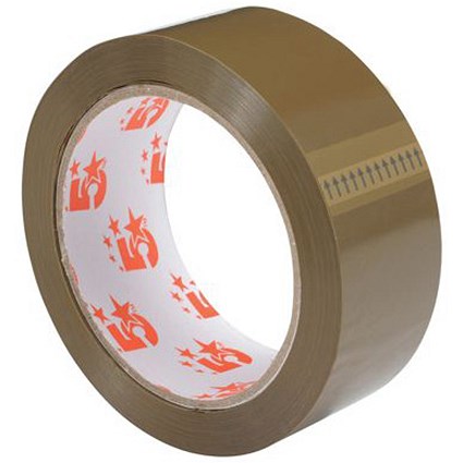 5 Star Packaging Tape / 38mmx66m / Buff / Pack of 12