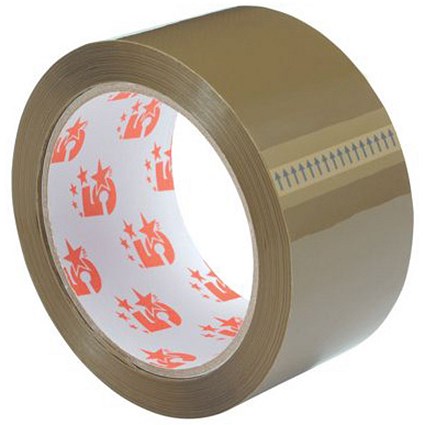 5 Star Packaging Tape / 50mmx66m / Buff / Pack of 12