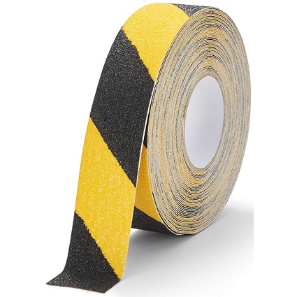 Durable Duraline Grip+ Floor Marking Tape, 50mm, Yellow and Black