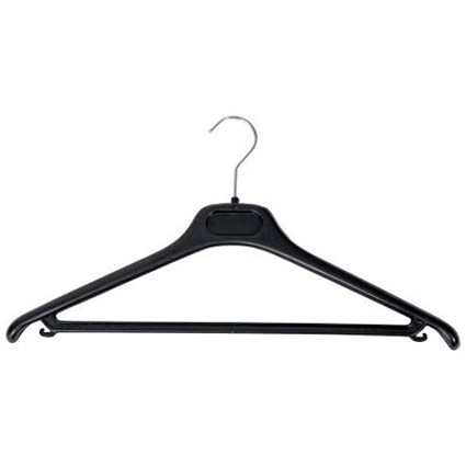 Alba ABS Coat Hanger with Bar, Black, Pack 20