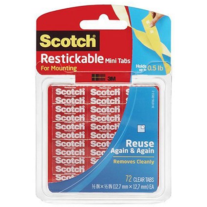 Scotch Restickable Mini Tabs / 12.7x12.7mm / Pack of 72