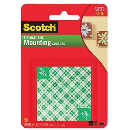 Scotch Mounting Squares / Permanent / Pre-Cut 13x13mm / Pack of 8