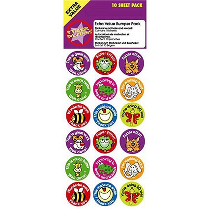 Sticker Solutions Circular Shaped Reward Phrases Pack / Animals / 10 Sheets