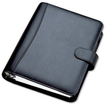 Collins Chatsworth Desk Organiser / Padded Leather / 2018 Diary Insert Included / 216x140mm / Black