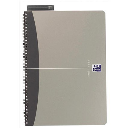 Oxford Metallics Wirebound Notebook / A5 / Ruled / 180 Pages / Grey / Pack of 5