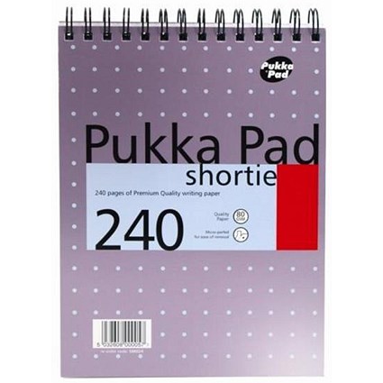 Pukka Metallic Wirebound Shortie Pad / 235x178mm / Feint Ruled / 240 Pages / Pack of 3