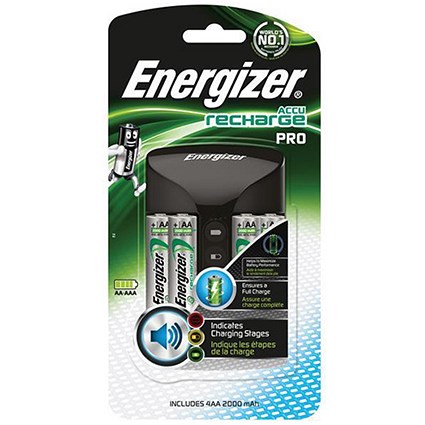Energizer Pro Battery Charger for 4x AA/AAA Batteries - Includes 4x AA 2000mAh