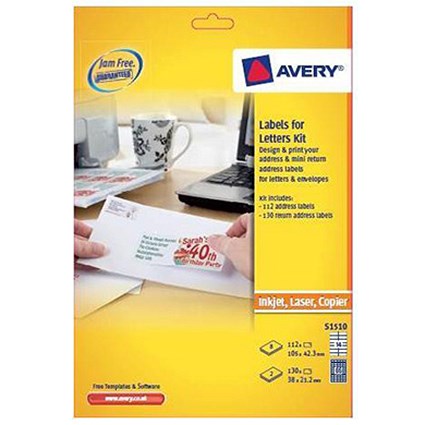Avery Laser and Inkjet Labels Kit for Letters / A4 / S1510 / 242 labels